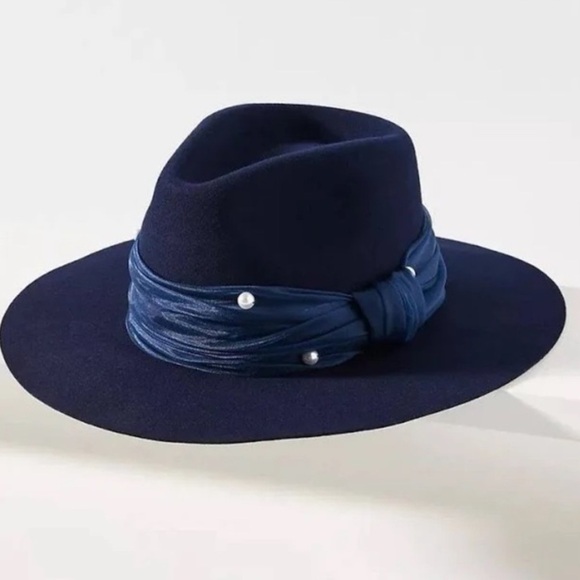 Lele Sadoughi Accessories - Anthropologie Lele Sadoughi Farrah Wool Pearl Rancher Hat New in Dust bag Blue